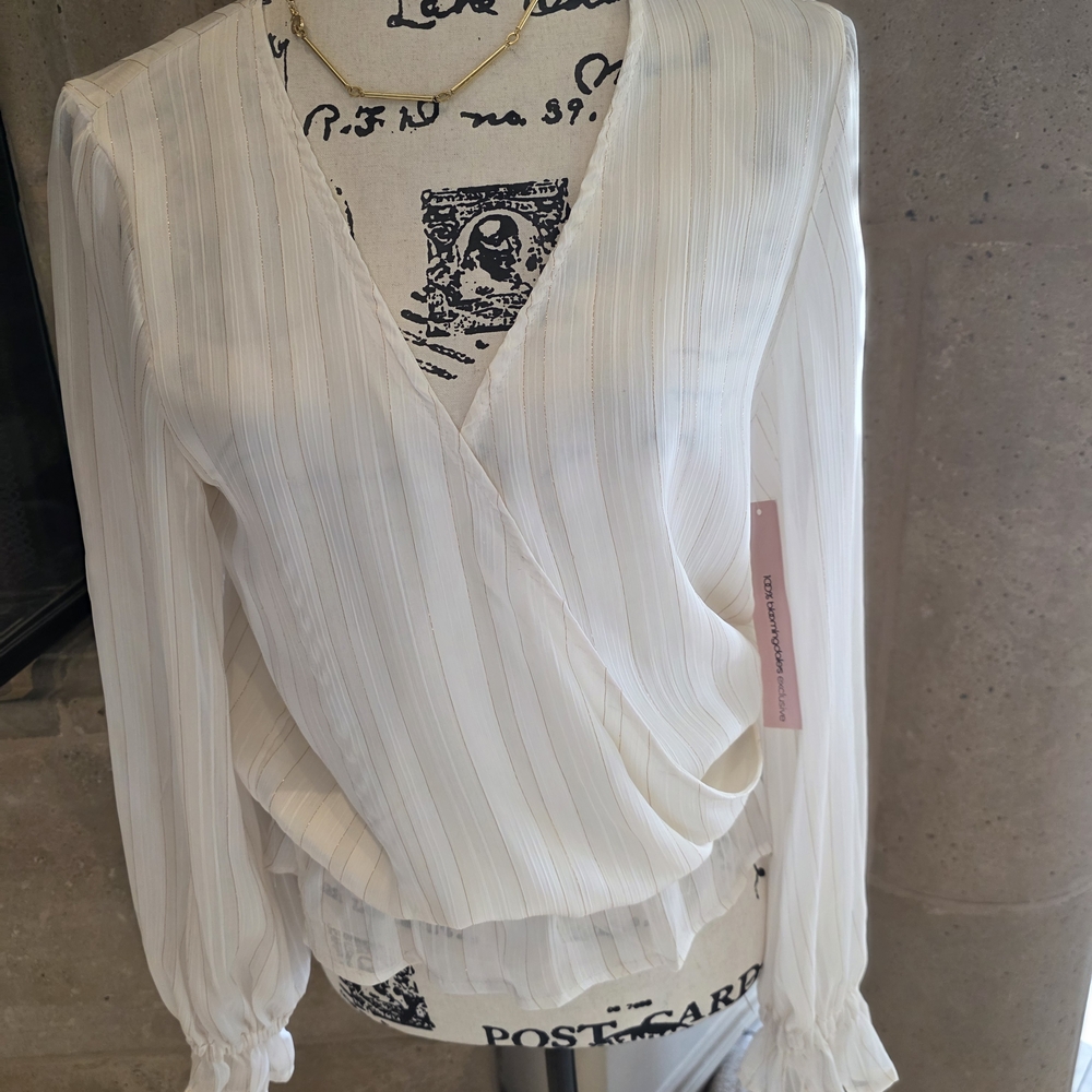 Aqua White Striped Blouse
